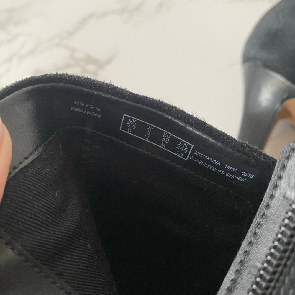 Clarks | Black Suede Heel Booties - Picture 11 of 12
